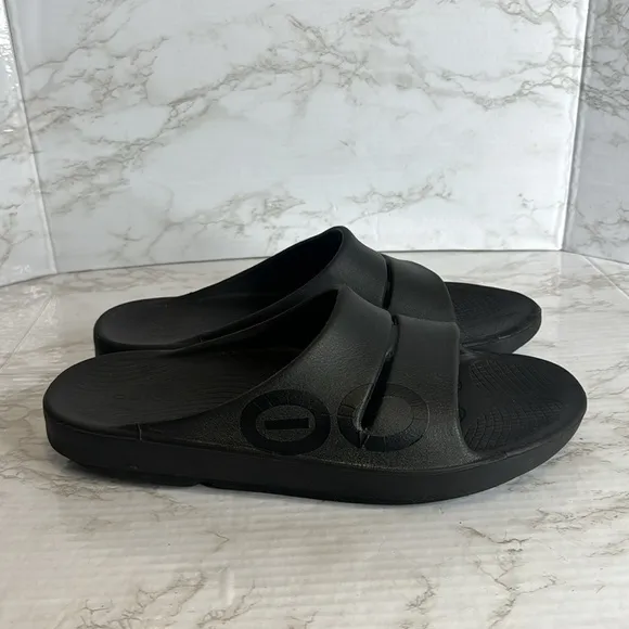 OOFOS OOahh Slide Recovery Sandals Black Mens Size 11