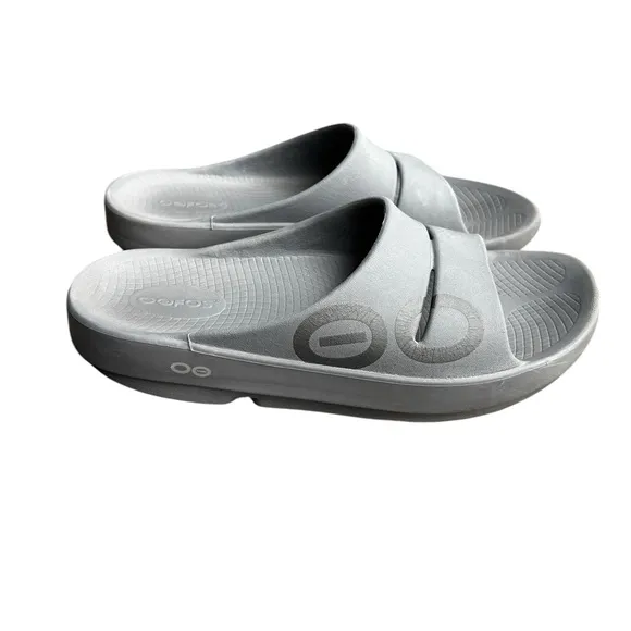 Oofos Ooahh Slide Sandals Mens Size 8 Gray Comfort Recovery Slides, Womens 10