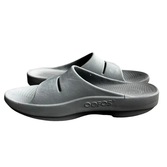 Oofos Ooahh Slide Sandals Mens Size 8 Gray Comfort Recovery Slides, Womens 10