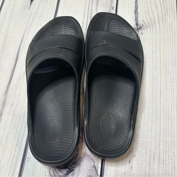 OOFOS Ooahh Slide Recovery Comfort Sandal Black  Men's 13 Excellent Condition