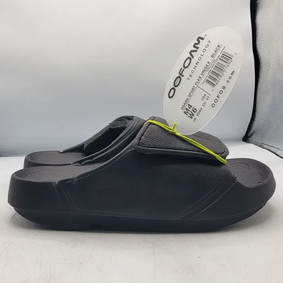 OOFOS OOahh Sport Flex Womens 6 Black Slide Recovery Sandals Lightweight Comfort