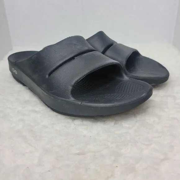 Oofos OOahh Sport Flex Mens Slide Size 9 Recovery Sandals Black