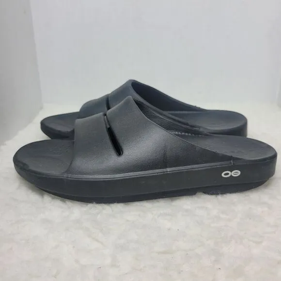 Oofos OOahh Sport Flex Mens Slide Size 9 Recovery Sandals Black