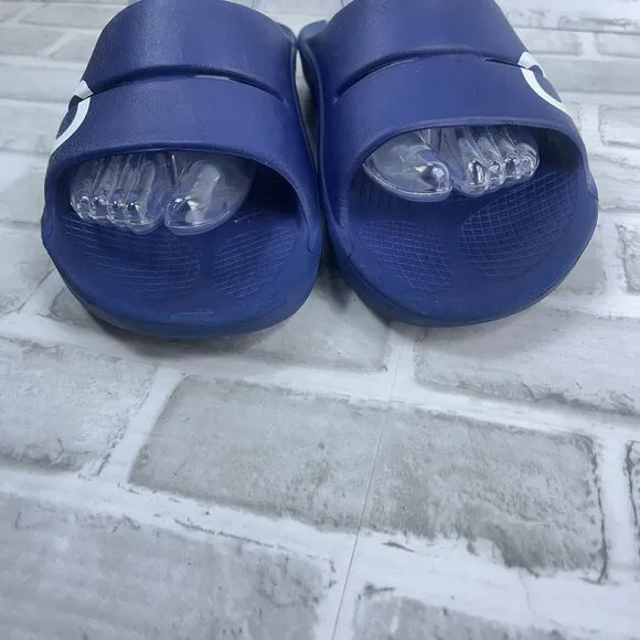 OOFOS OOahh Sport Recovery Comfort Sandals Slide Navy White Slip On Men's 8 US