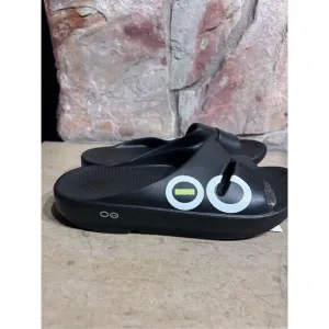 OOFOS Ooahh Sport Recovery Slides Black White Logo Sandals Unisex W Size 9 M Siz
