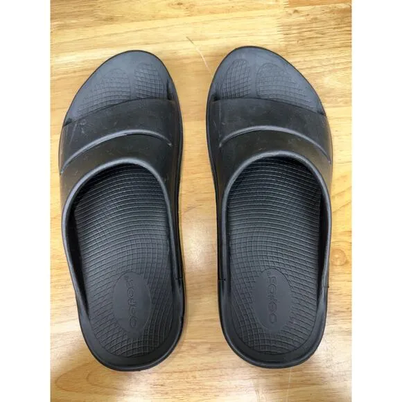 Oofos OOahh Sport Recovery Slides Sandals Flex Lightweight Black Mens 7 Womens 9