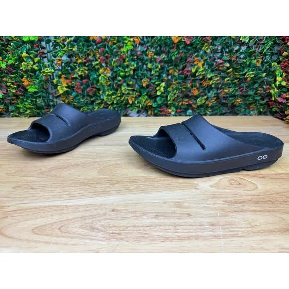 Oofos OOahh Sport Recovery Slides Sandals Flex Lightweight Black Mens 7 Womens 9