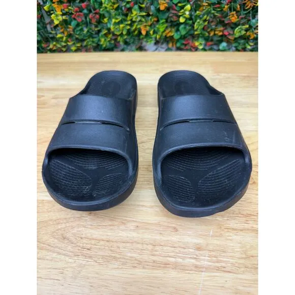 Oofos OOahh Sport Recovery Slides Sandals Flex Lightweight Black Mens 7 Womens 9