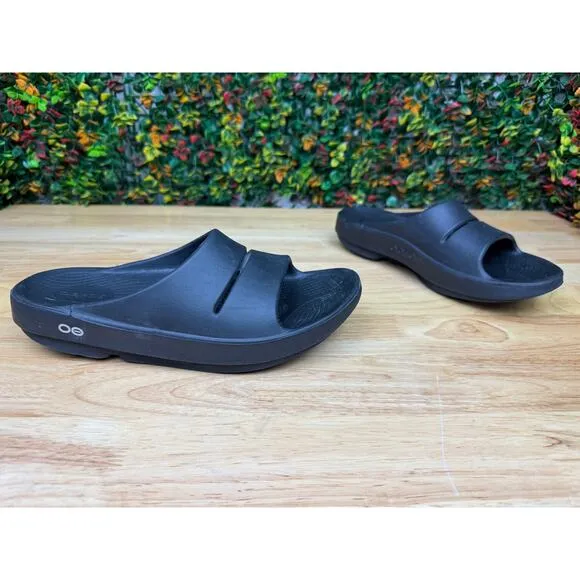 Oofos OOahh Sport Recovery Slides Sandals Flex Lightweight Black Mens 7 Womens 9