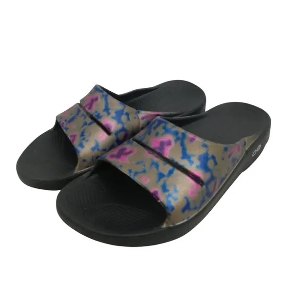 Oofos Ooahh Sport Slide Sandals Size EU 40 M 7 W 9 Kaleidoscope Recovery