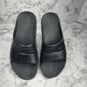 Oofos Ooahh Thick Recovery Slides Sandals Size Mens 7 Womens 9 Solid Black