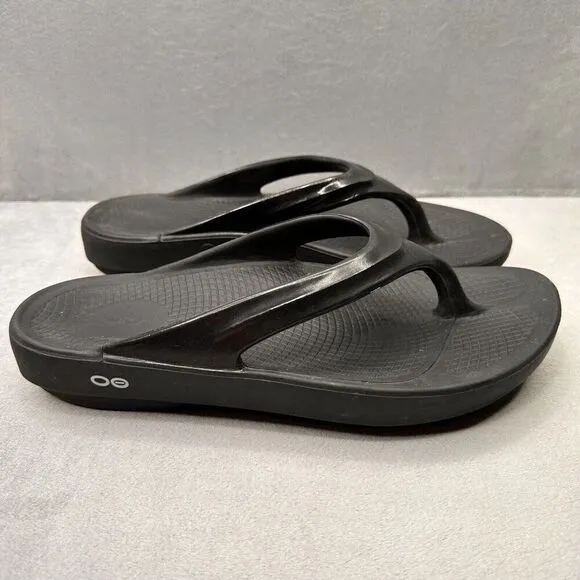 OOFOS OOlala Luxe Womens Size 11 Sandals Black Recovery Lightweight Sport Slides