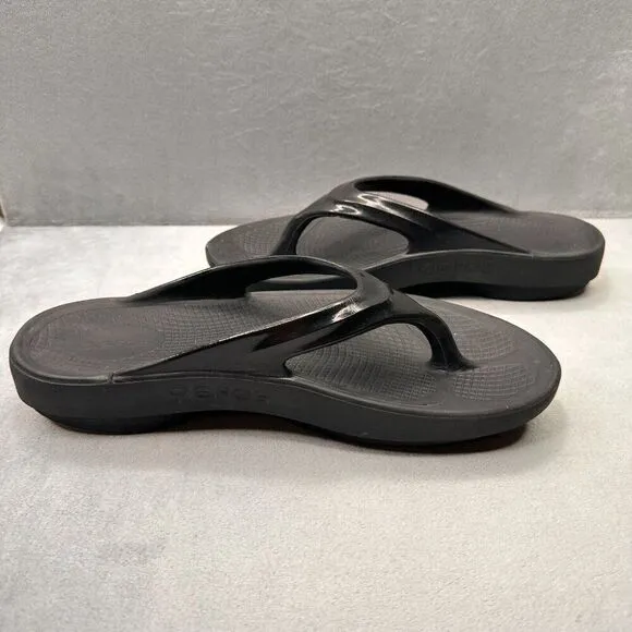 OOFOS OOlala Luxe Womens Size 11 Sandals Black Recovery Lightweight Sport Slides
