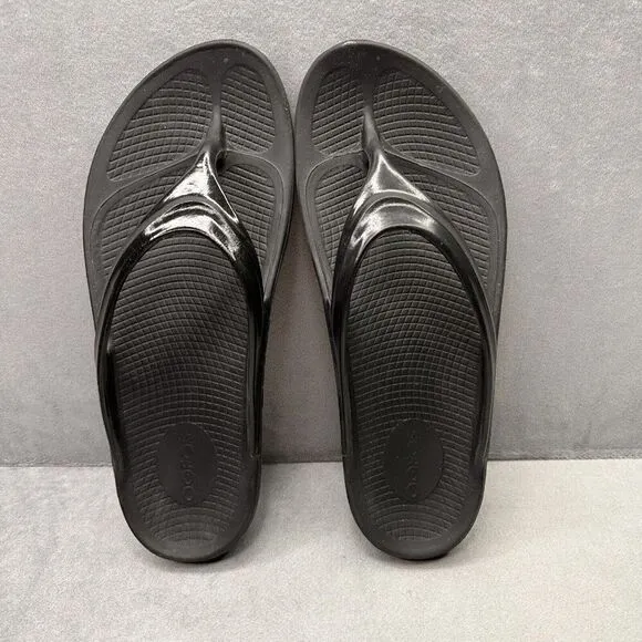 OOFOS OOlala Luxe Womens Size 11 Sandals Black Recovery Lightweight Sport Slides