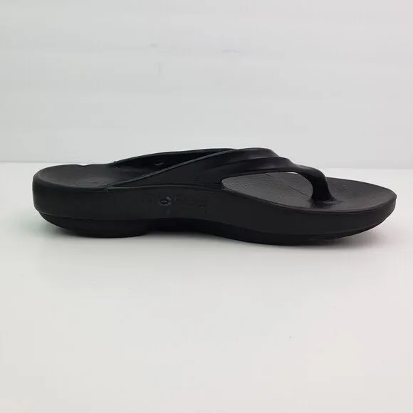 Oofos Oolala Womens Size 10 Black Slip On Recovery Thong Flip Flops Sandals