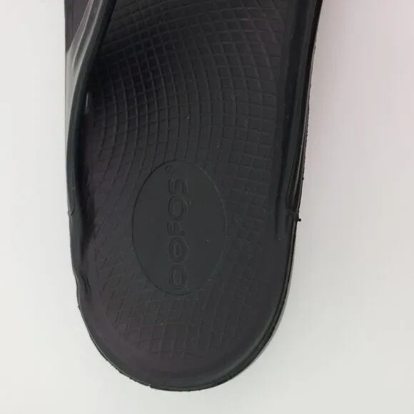 Oofos Oolala Womens Size 10 Black Slip On Recovery Thong Flip Flops Sandals