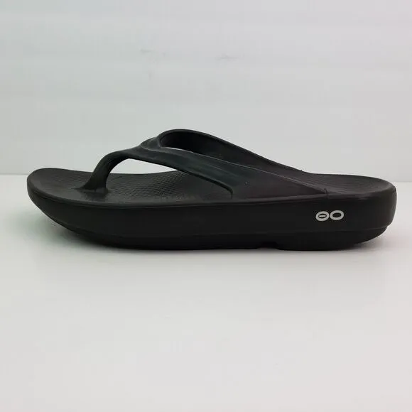 Oofos Oolala Womens Size 10 Black Slip On Recovery Thong Flip Flops Sandals