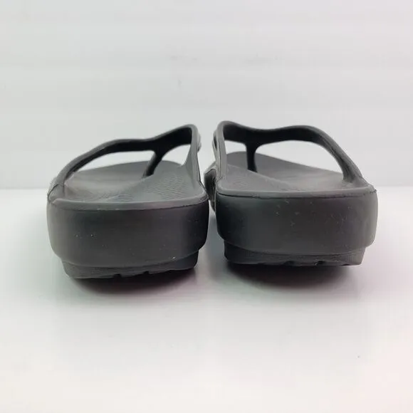 Oofos Oolala Womens Size 10 Black Slip On Recovery Thong Flip Flops Sandals