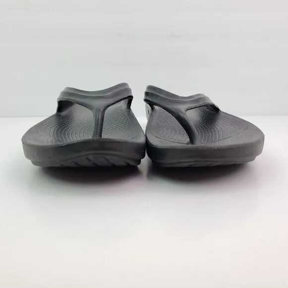 Oofos Oolala Womens Size 10 Black Slip On Recovery Thong Flip Flops Sandals