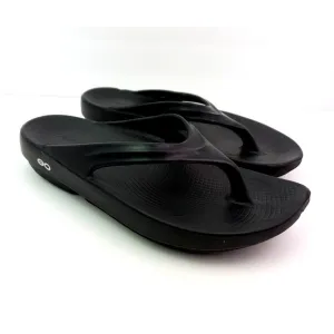 Oofos Oolala Womens Size 10 Black Slip On Recovery Thong Flip Flops Sandals