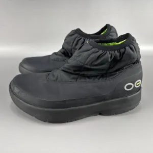 Oofos OOmg Bootie Mens Size 10 Boots Black Shoes Ankle Recovery Pull On Nylon