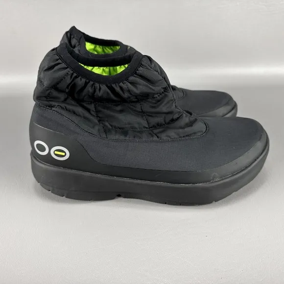 Oofos OOmg Bootie Mens Size 10 Boots Black Shoes Ankle Recovery Pull On Nylon