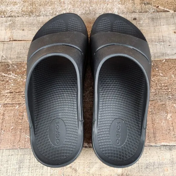 OOfos OOriginal Recovery Slide Men's Size 10 EU 43 Black Comfort Casual Sandals