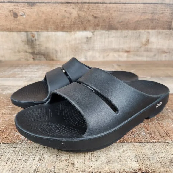 OOfos OOriginal Recovery Slide Men's Size 10 EU 43 Black Comfort Casual Sandals