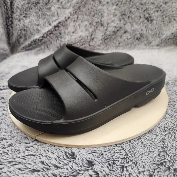 OOFOS Sandals Ooahh Black Recovery Comfort Slip On Women's Size 7