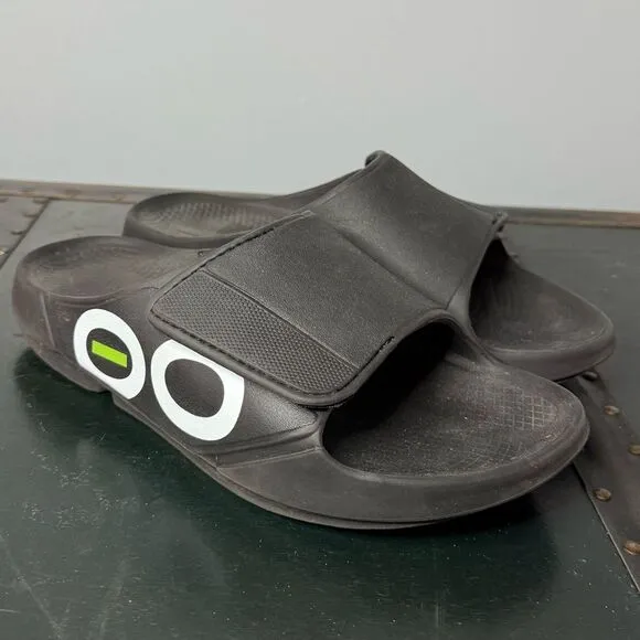 Oofos OOahh Black Recovery Slides Men's Size 9 Women’s 11 EU 42