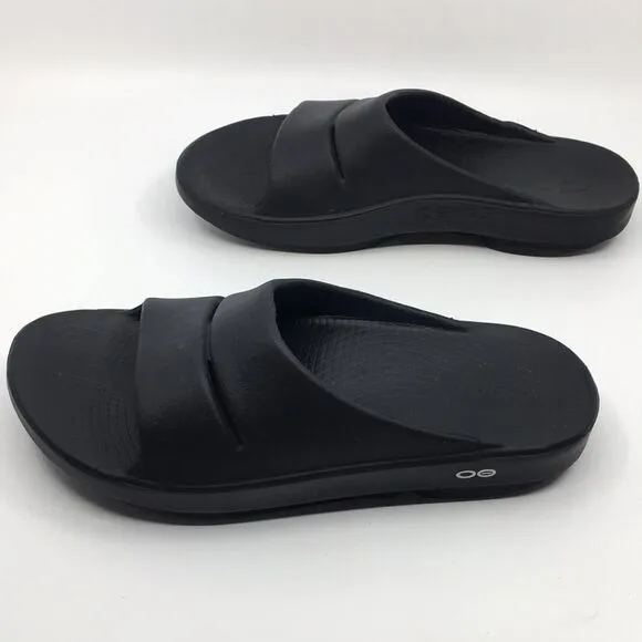 Oofos Ooahh Black Slides Sandals Unisex EU 42 M9 W11 Recovery Therapy slides