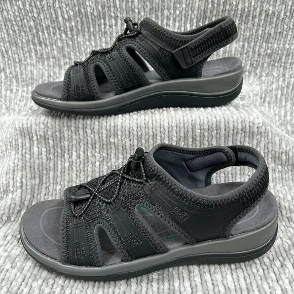 OrthoFeet Black Maui Orthopedic Cushion Adjustable Sandals Size 6