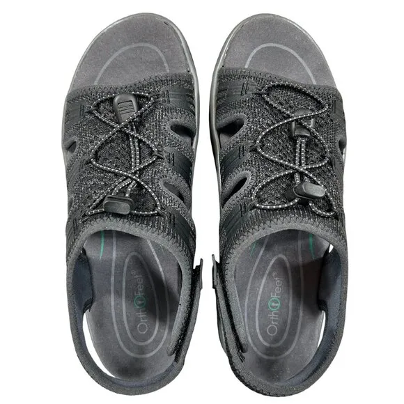 OrthoFeet Black Maui Orthopedic Cushion Adjustable Sandals Size 6