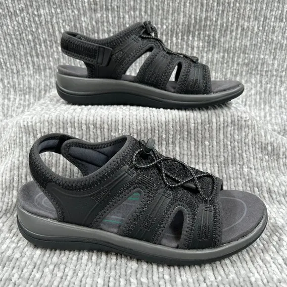 OrthoFeet Black Maui Orthopedic Cushion Adjustable Sandals Size 6