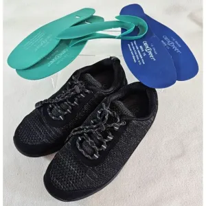 OrthoFeet Mens 7.5 EEEE Lava Stretch Knit 633 Orthopedic Shoe Black With Inserts