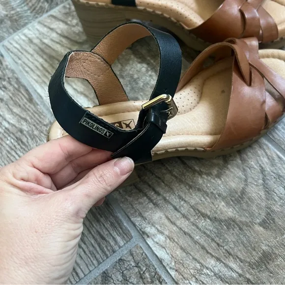 Pikolinos Canarias Sandals, Brown and Black, Women’s Size 38/7.5