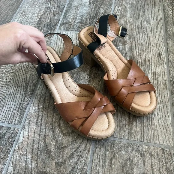 Pikolinos Canarias Sandals, Brown and Black, Women’s Size 38/7.5