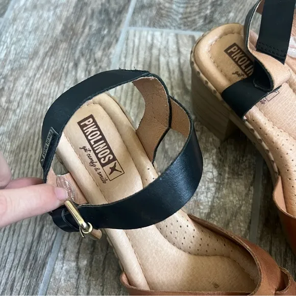 Pikolinos Canarias Sandals, Brown and Black, Women’s Size 38/7.5