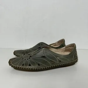 Pikolinos Green Leather Cutout Floral Comfort Sandals Shoes Women's EU 36 US 6