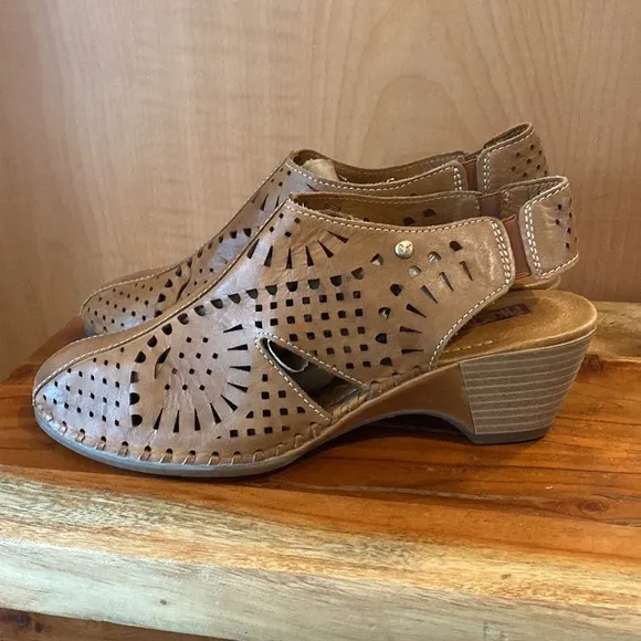 Pikolinos ROMANA Heeled sandals. Lazer cut leather comfort shoe size 38