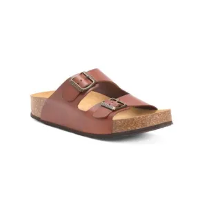 PLAKTON Camel Made In Spain Leather Beta Comfort Footbed Sandals