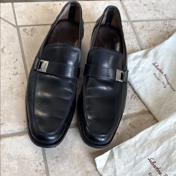 Pre-Owned Salvatore Ferragamo Men’s Black Leather Loafers Excellent Condition