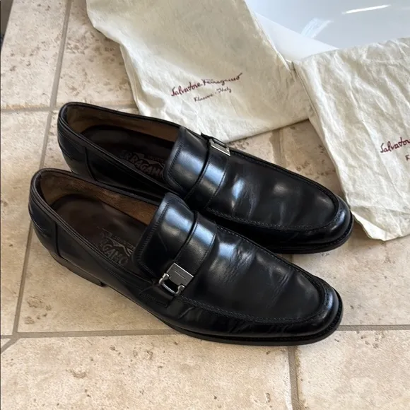 Pre-Owned Salvatore Ferragamo Men’s Black Leather Loafers Excellent Condition