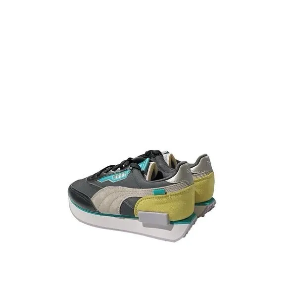 Puma Future Rider Soft Metal Womens Size 6 Running Sneakers Gray Yellow Shoes