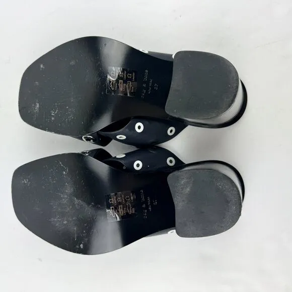 Rag &amp; Bone Women's Paige Leather Slide Sandals Dark Navy EU 37 US 7.5 Studded