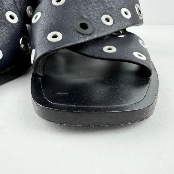 Rag &amp; Bone Women's Paige Leather Slide Sandals Dark Navy EU 37 US 7.5 Studded