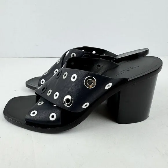 Rag &amp; Bone Women's Paige Leather Slide Sandals Dark Navy EU 37 US 7.5 Studded