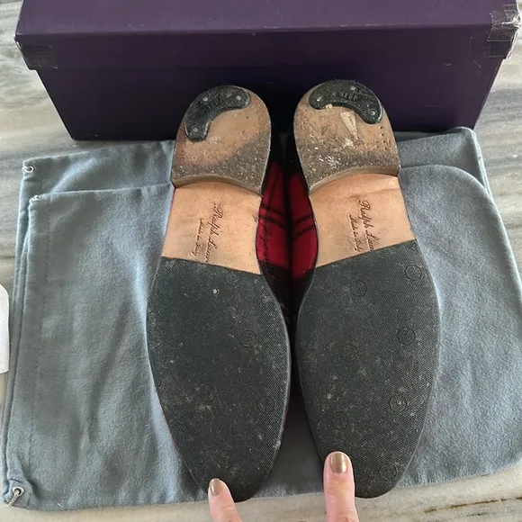 RALPH LAUREN PURPLE LABEL -💜Crested plaid wool tartan shoes