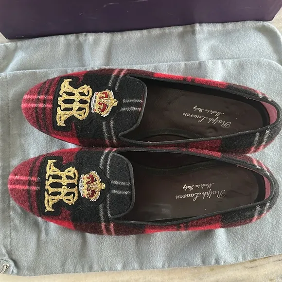RALPH LAUREN PURPLE LABEL -💜Crested plaid wool tartan shoes