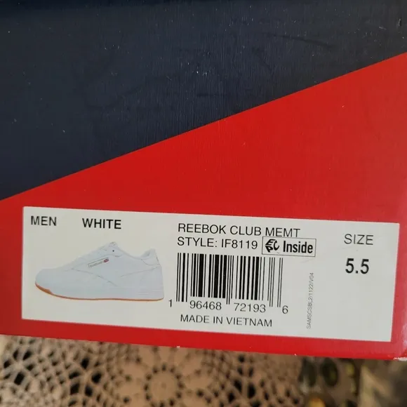Reebok Club Memt White Gray Memory Foam Tennis Shoes Leather NIB